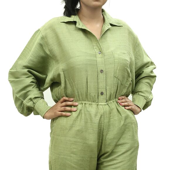 Rhode Resort Tara Jumpsuit Dress Silk Collared Neck Long Sleeves XS NWD 233435 - Picture 3 of 6